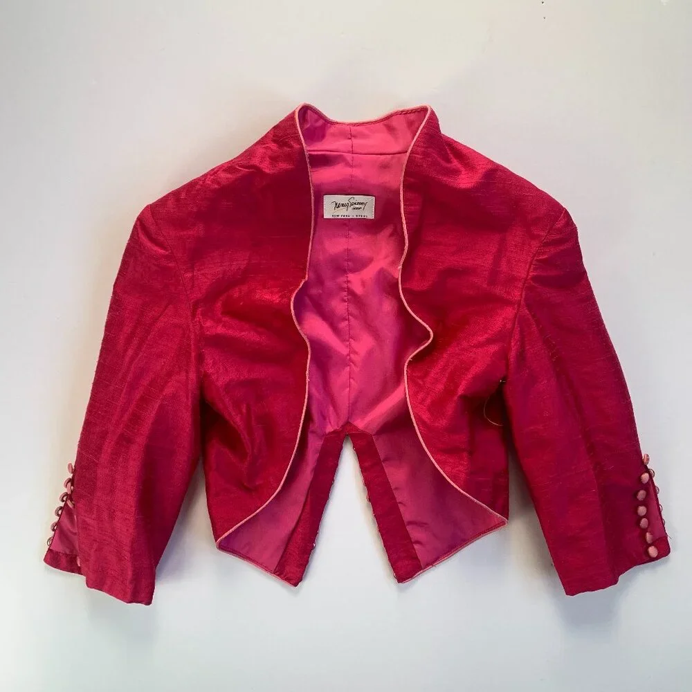 Raw Silk Bolero Jacket Crop Top Nancy Sinoway - Picture 1 of 2